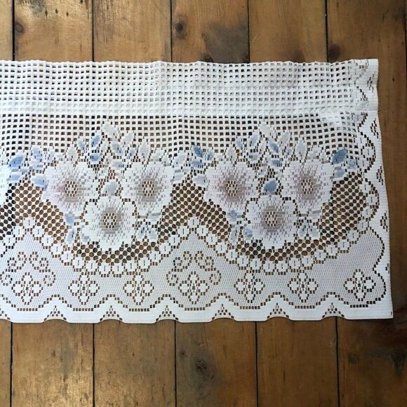 Vintage Lace Window Valance Floral 58" x 14" - Picture 1 of 4